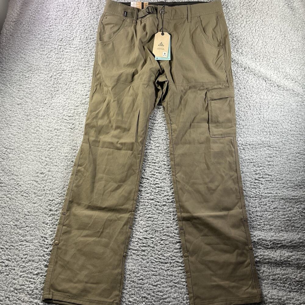 Prana Stretch Zion Pant II Mens 35x32 Slate Green Relaxed Fit Hiking Cargo NWT